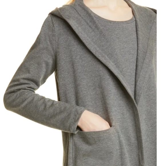 Eileen Fisher Open Front Hooded Cardigan - Picture 2 of 9
